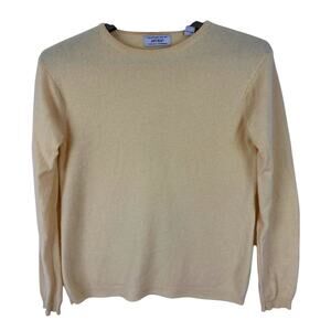 Lord & Taylor Butter Yellow 2-ply Cashmere Crewneck Sweater Small pastel preppy